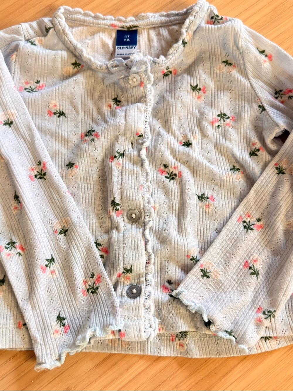 Old Navy Light Blue Floral Button-Up Cardigan